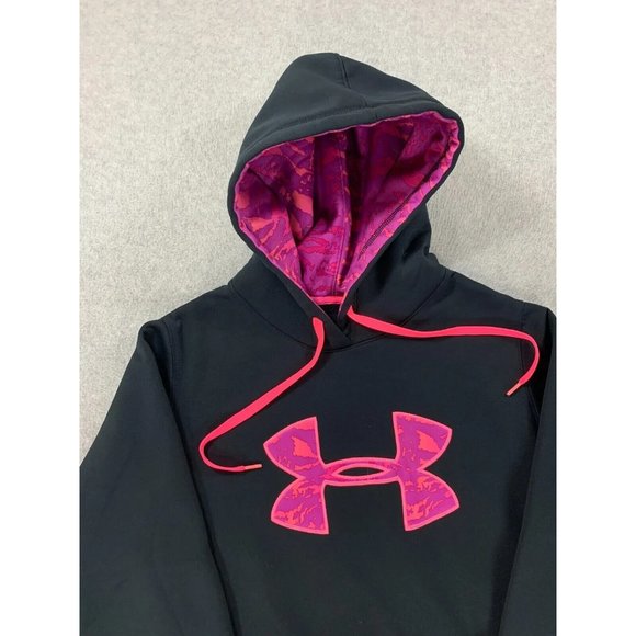 Under Armour Semi-Fitted Storm Hoodie Sweatshirt‎ (Women's Small) Black/Pink - Picture 2 of 12